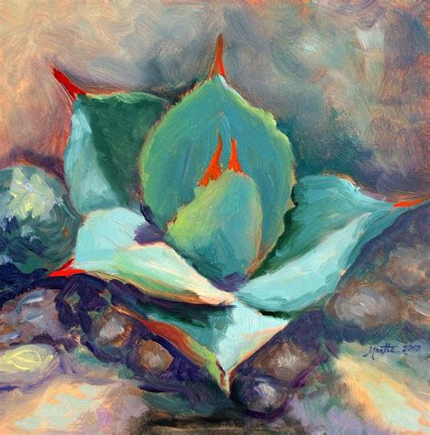 Young Agave by Athena Mantle in 2021 | Succulent art, Cactus paintings, Plant painting