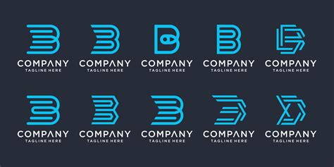 Set of creative letter B logo design inspiration. icons for business of ...