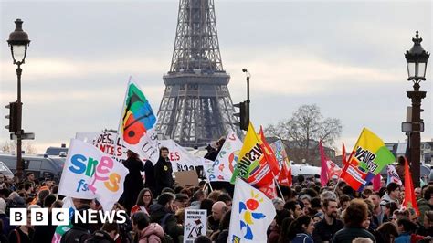 Protests in Paris as Macron pushes through pension reform - BBC News