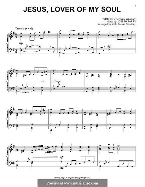 Jesus, Lover of My Soul by J. Parry - sheet music on MusicaNeo