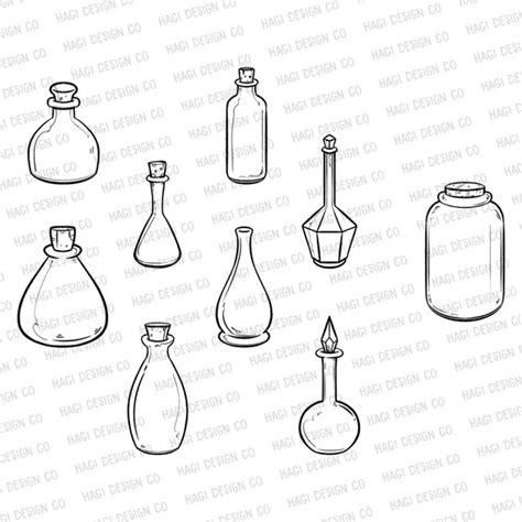 Potion Bottle Cliparts Halloween Graphics Magic Element | Etsy