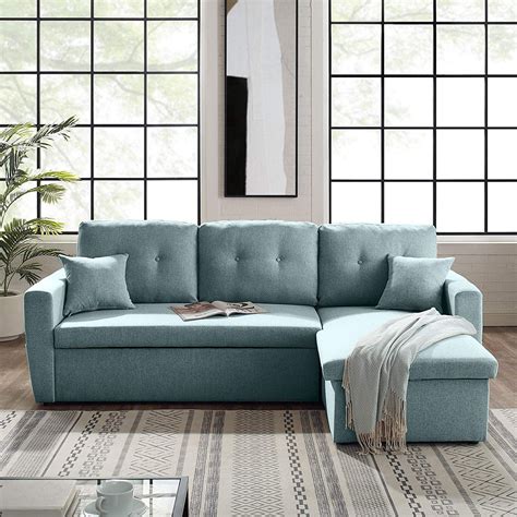 3-Seater Sofa-Bed with Storage, Tribesigns 86.6” Convertible Sectional ...