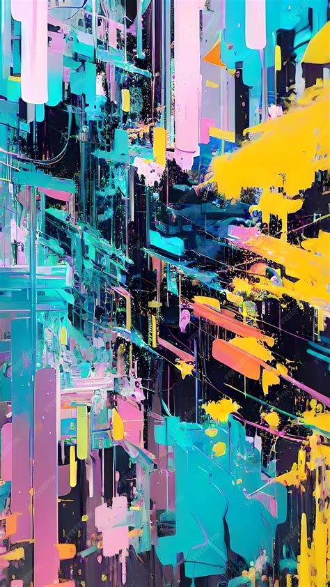 Premium AI Image | Neon cyberpunk style abstract painting art illustration