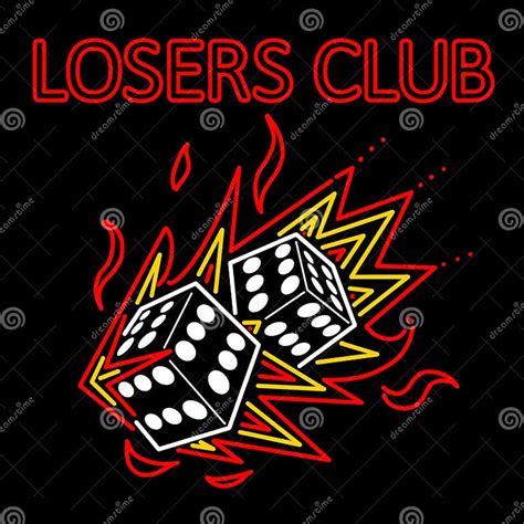 Neon Losers Club Quotes Burning Dices Tee Graphic Illustration Set Slogan Wall Art Home Textile ...