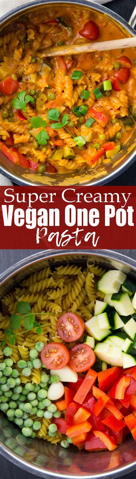 This vegan one pot pasta with red curry paste and coconut milk is one ...