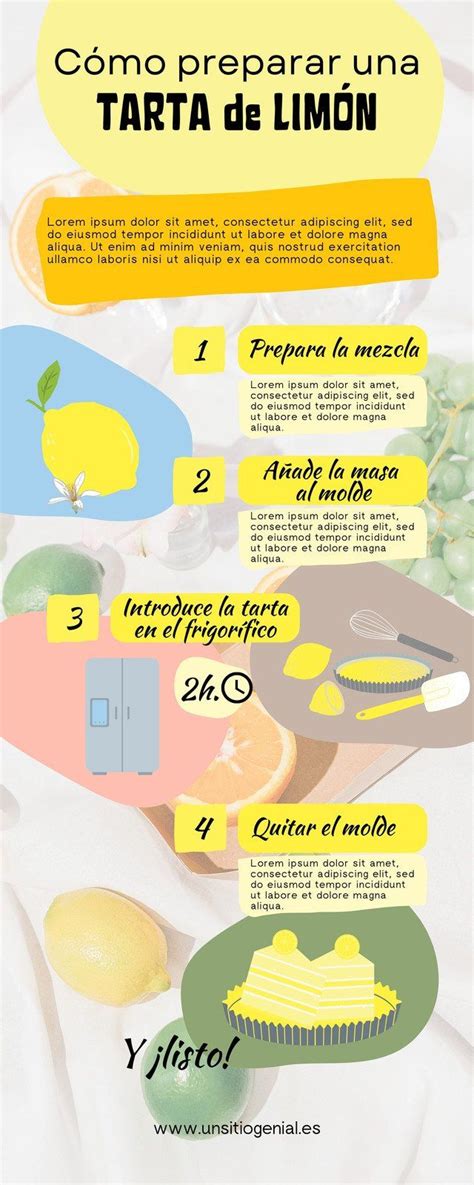 infografía tarta de limón formas orgánicas amarilla - Plantillas de Canva Business Cards And ...