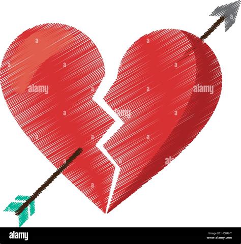 drawing red heart broken sad separation Stock Vector Image & Art - Alamy