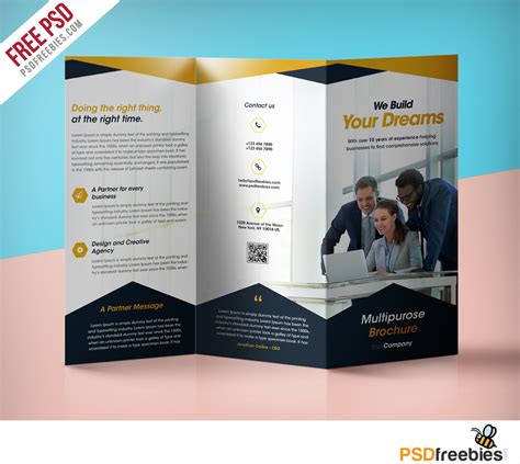 Professional Corporate Tri-Fold Brochure Free PSD Template – Download PSD