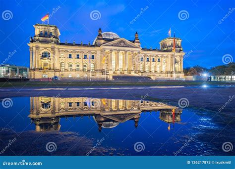 Deutscher Bundestag at Night in Berlin City, Germany Stock Image ...