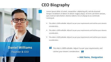 CEO Biography PowerPoint Template | Biography Templates