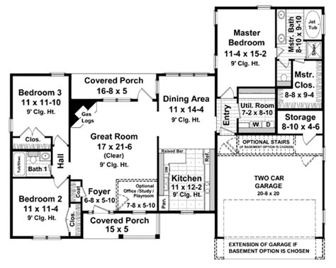 Ranch Style House Plan - 3 Beds 2 Baths 1600 Sq/Ft Plan #21-143 ...