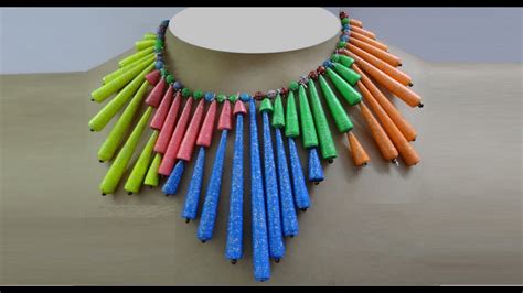 Paper Crafts: Colorful Paper Bead Necklace | DIY Paper Jewelry - YouTube
