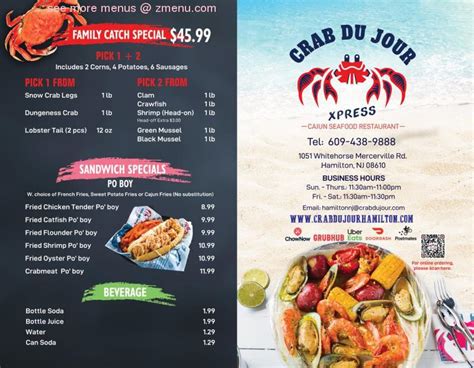 Online Menu of Crab Du Jour - Hamilton Restaurant, Hamilton, New Jersey, 08610 - Zmenu