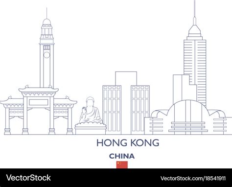 Hong kong city skyline Royalty Free Vector Image