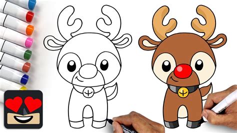 How To Draw Rudolph the Red Nosed Reindeer - YouTube