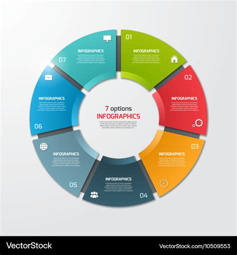 Pie chart infographic template 7 options Vector Image