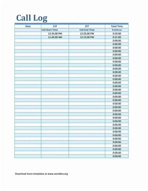 4 Sales Call Log Excel Templates - Word Excel Formats