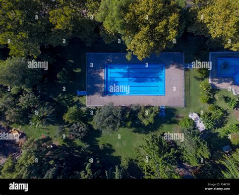 Aerial view of swimming pool. Top view Stock Photo - Alamy