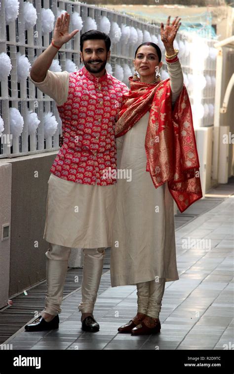 Actor Ranveer Singh with Deepika Padukone seen outside their residence ...