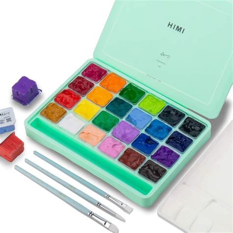 Amazon.com: HIMI Gouache Paint Set, 24 Colors x 30ml/1oz with 3 Brushes ...