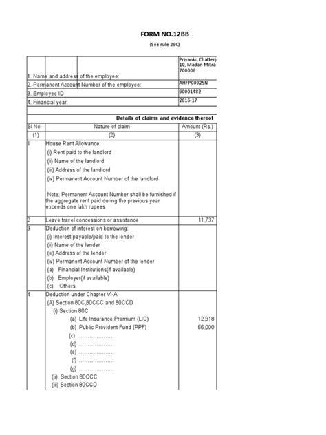 Form 12BB in Excel Format | PDF | Loans | Interest