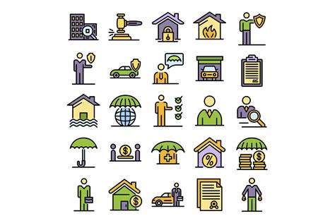 Insurance Agent Icons Set Vector Flat Graphic by ylivdesign · Creative Fabrica