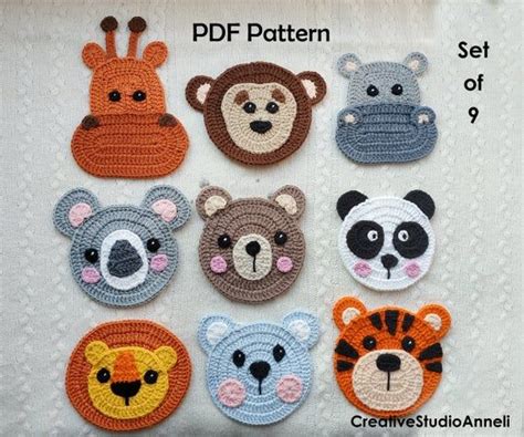 Crochet Pattern/ Crochet applique pattern/ Crochet animals - Etsy ...