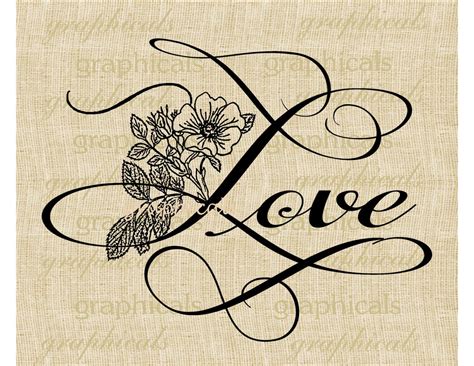 Love calligraphy instant Digital download image for iron on