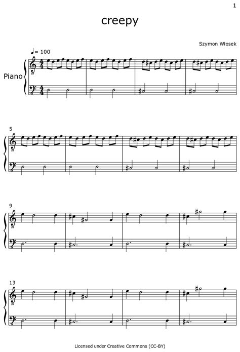 creepy - Sheet music for Piano