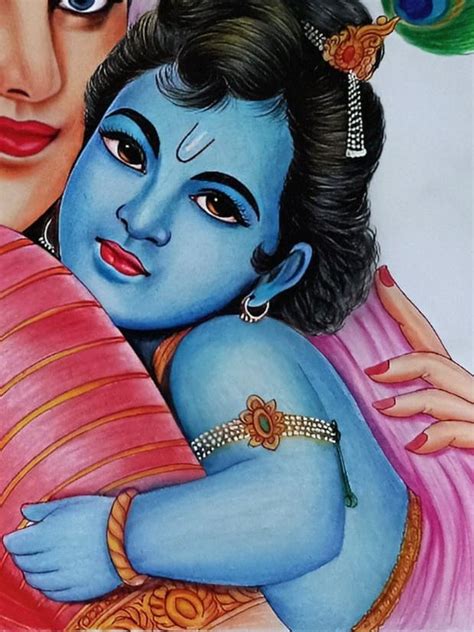 Kanhaji in The Lap of Yashoda Maiya | Color Pencil Art by Sunil Kumar ...