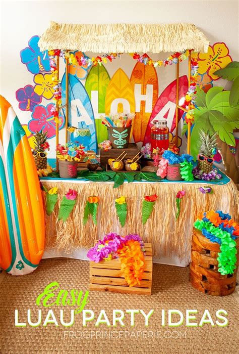 Easy Luau Party Ideas and Tiki Bar Set Up - Frog Prince Paperie | Luau party decorations ...