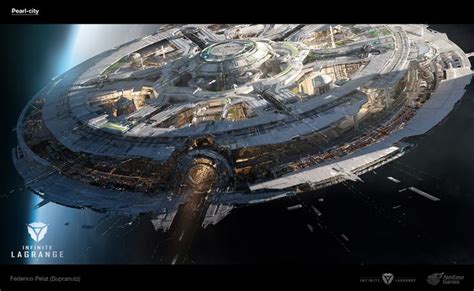 ArtStation - Pearl City — Infinite Lagrange , Federico Pelat | Space ship concept art, Spaceship ...