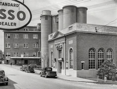 Spring 1940. "Bank and flour mill elevators in Mount Airy, Maryland ...