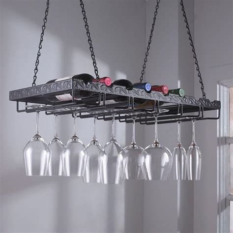 Wine Enthusiast 13-3/4 in. W x 2-3/4 in. H x 26 in. D Metal Hanging ...