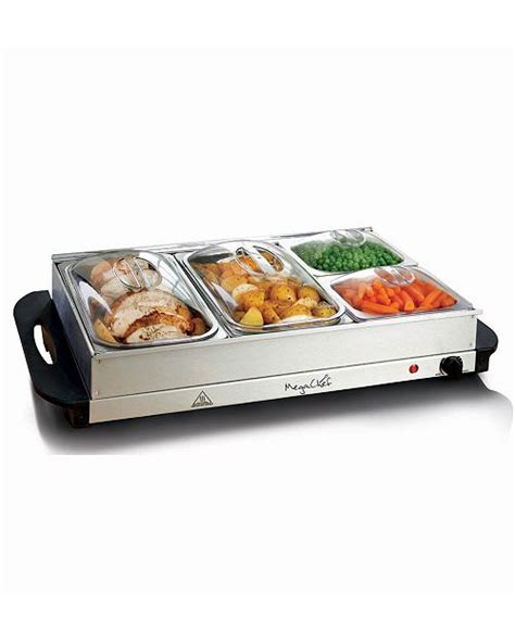 MegaChef Buffet Server, Food Warmer with 4 Removable Sectional Trays, Heated Warming Tray and ...