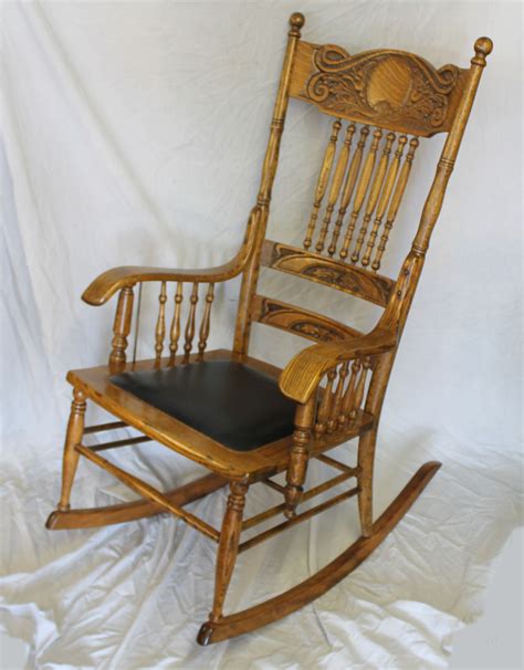 Bargain John's Antiques | Antique Oak Carved back Rocking Chair ...