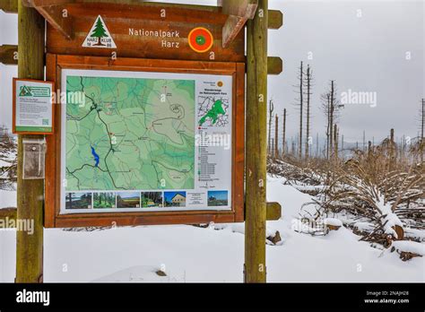 Hiking map Harz National Park Info Point Stock Photo - Alamy