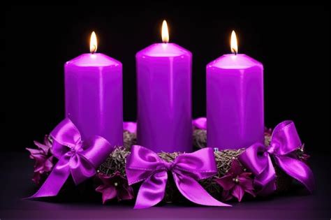 Premium Photo | Advent wreath with four purple candles