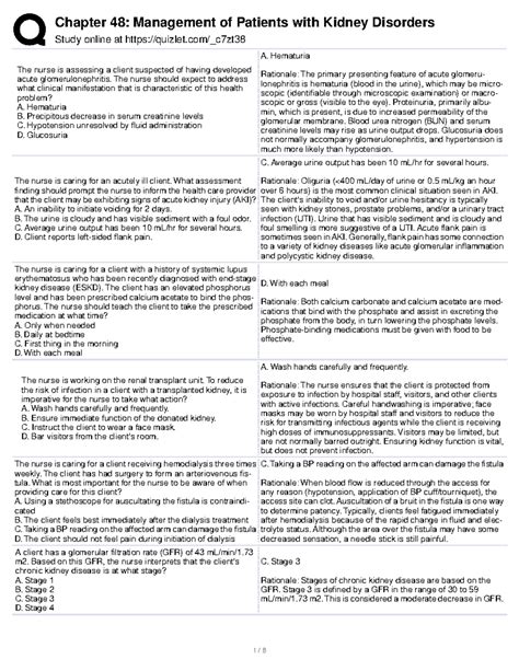 Chapter 48 prep u - Prep U questions and answers for ch. 48 med surg textbook - Study online at ...