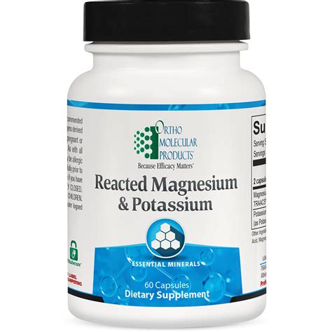 Ortho Molecular Products - Reacted Magnesium & Potassium - 60 Capsules ...