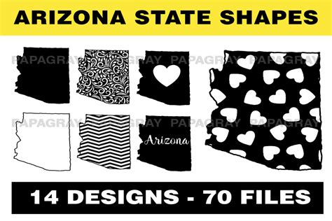 Arizona State Shape Silhouette Pack Graphic by Papa Gray · Creative Fabrica