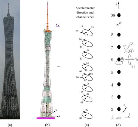 The Canton Tower: (a) Actual structure, (b) full finite element model,... | Download Scientific ...