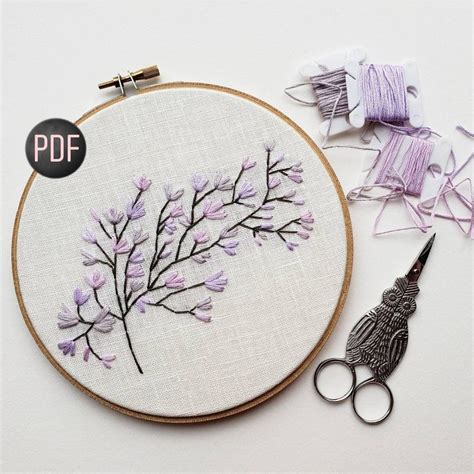 Easy Embroidery Pattern, Beginner Embroidery, Lavender Flowers, Instant ...