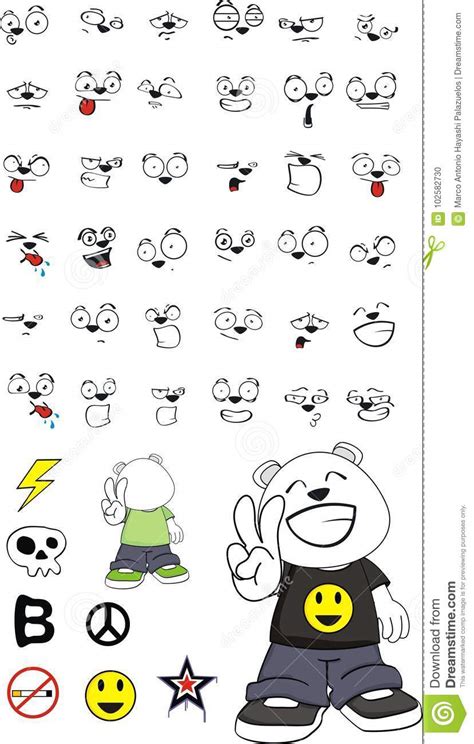 Happy Kid Polar Bear Cartoon Expressions Set Stock Vector - Illustration of pack, funny: 102582730