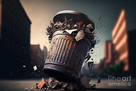 Garbage trash can scattered in city street Digital Art by Benny Marty - Fine Art America