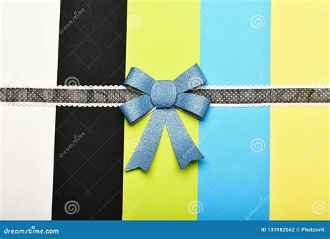 Present Wrap with Handmade Bow and Stripe Stock Photo - Image of ...