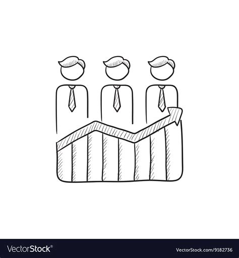 Businessmen standing on profit graph sketch icon Vector Image