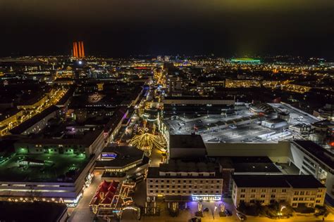 Wolfsburg City by Night Aerial Picture | Dronestagram