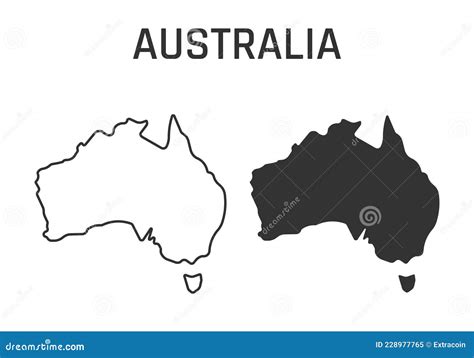 Australia Map Icon, Outline and Silhouette of the Australian Continent Stock Vector ...