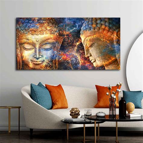Golden Head of Lord Buddha Canvas Wall Painting – Vibecrafts